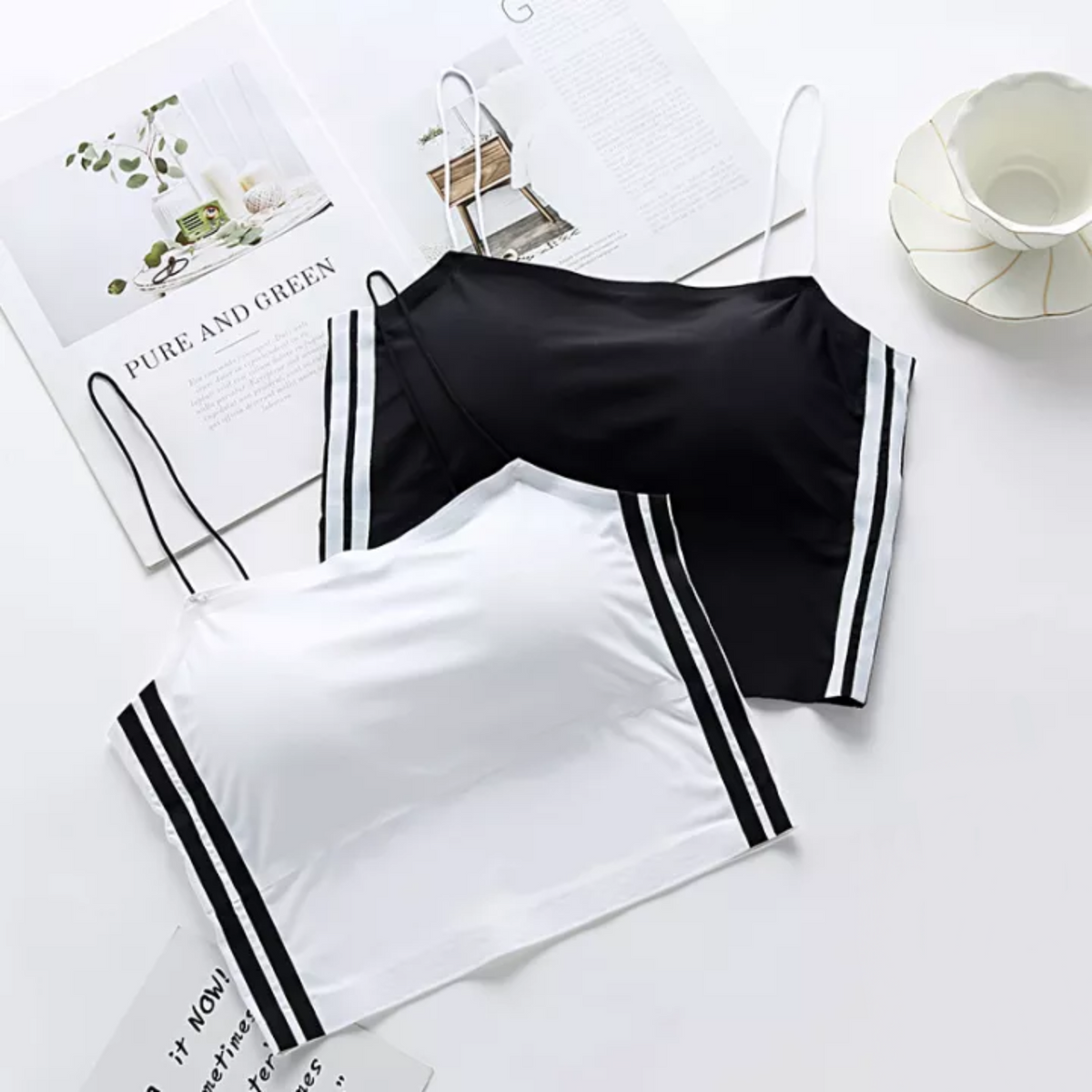 Women's Multicolored Padded Sports Bra ( Black-555 )