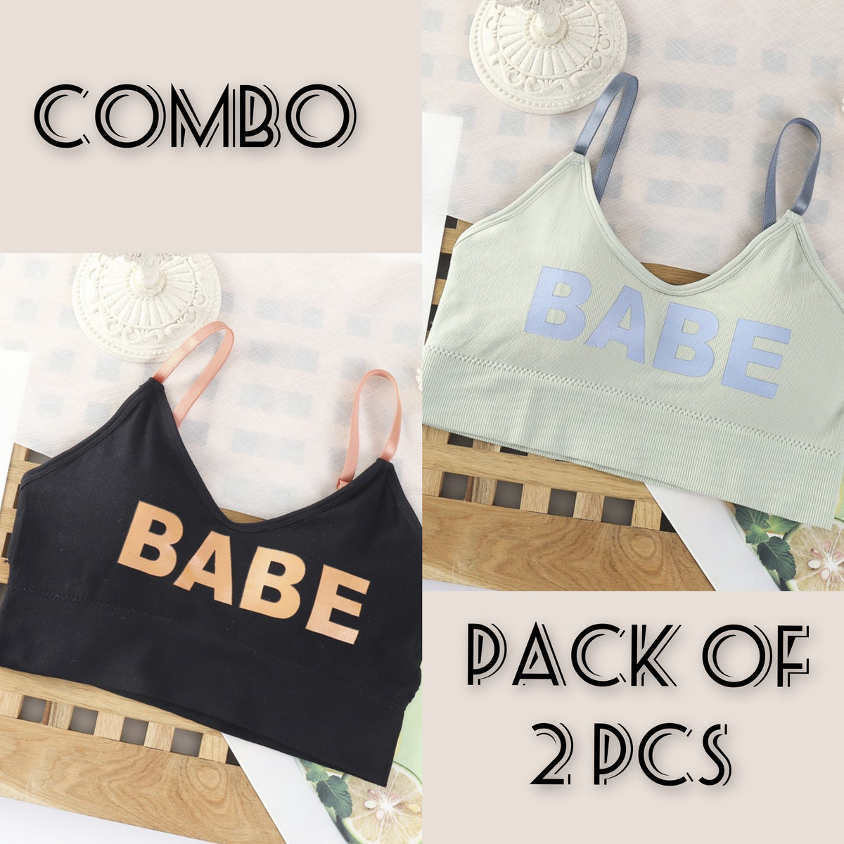 All Day Women's Padded Multicolored Sports Bra Pack Of 2.