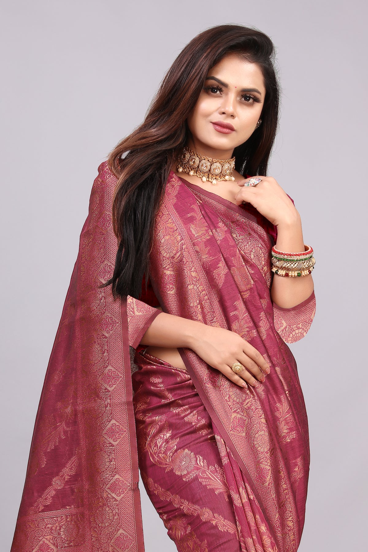 Delightful Exclusive Attractive Designer Bollywood Saree For Women Soft Lichi Silk saree with Rich Pallu & Meenakari with Weaving  Border ( Rapair Leriya - Pink )