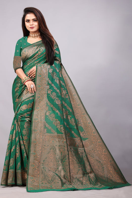 Delightful Exclusive Attractive Designer Bollywood Saree For Women Soft Lichi Silk saree with Rich Pallu & Meenakari with Weaving  Border ( Rapair Leriya - Light Green )