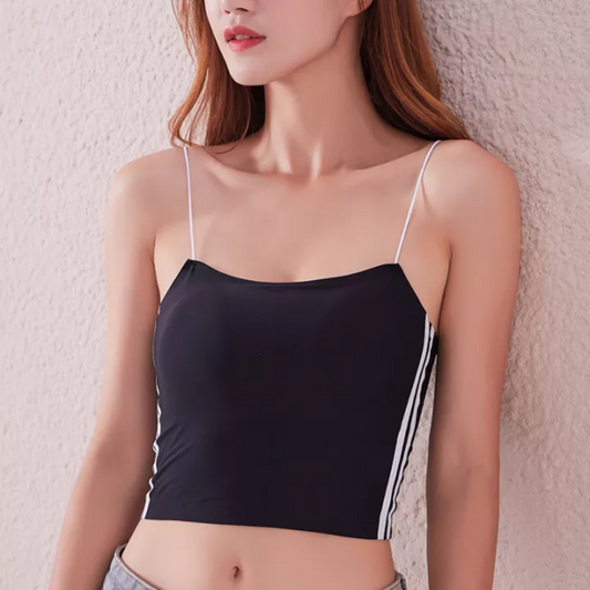 Women's Multicolored Padded Sports Bra ( Black-555 )