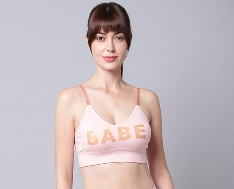 All Day Lounge Women's Free Size Flexible Inner wear & Sport Wear Padded Sports Bra ( Pink Babe )