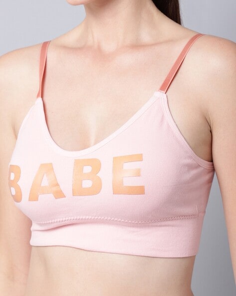 All Day Lounge Women's Free Size Flexible Inner wear & Sport Wear Padded Sports Bra ( Pink Babe )