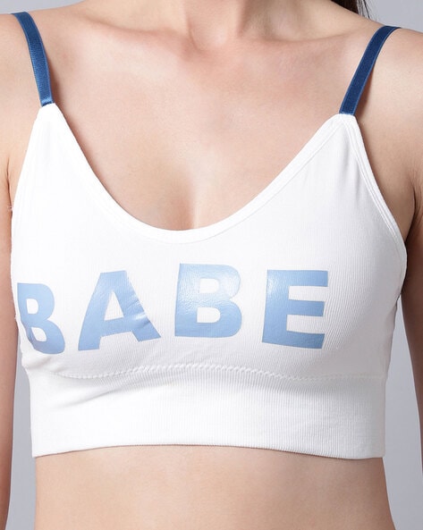 All Day Lounge Women's Free Size Flexible Inner wear & Sport Wear Padded Sports Bra ( White Babe )