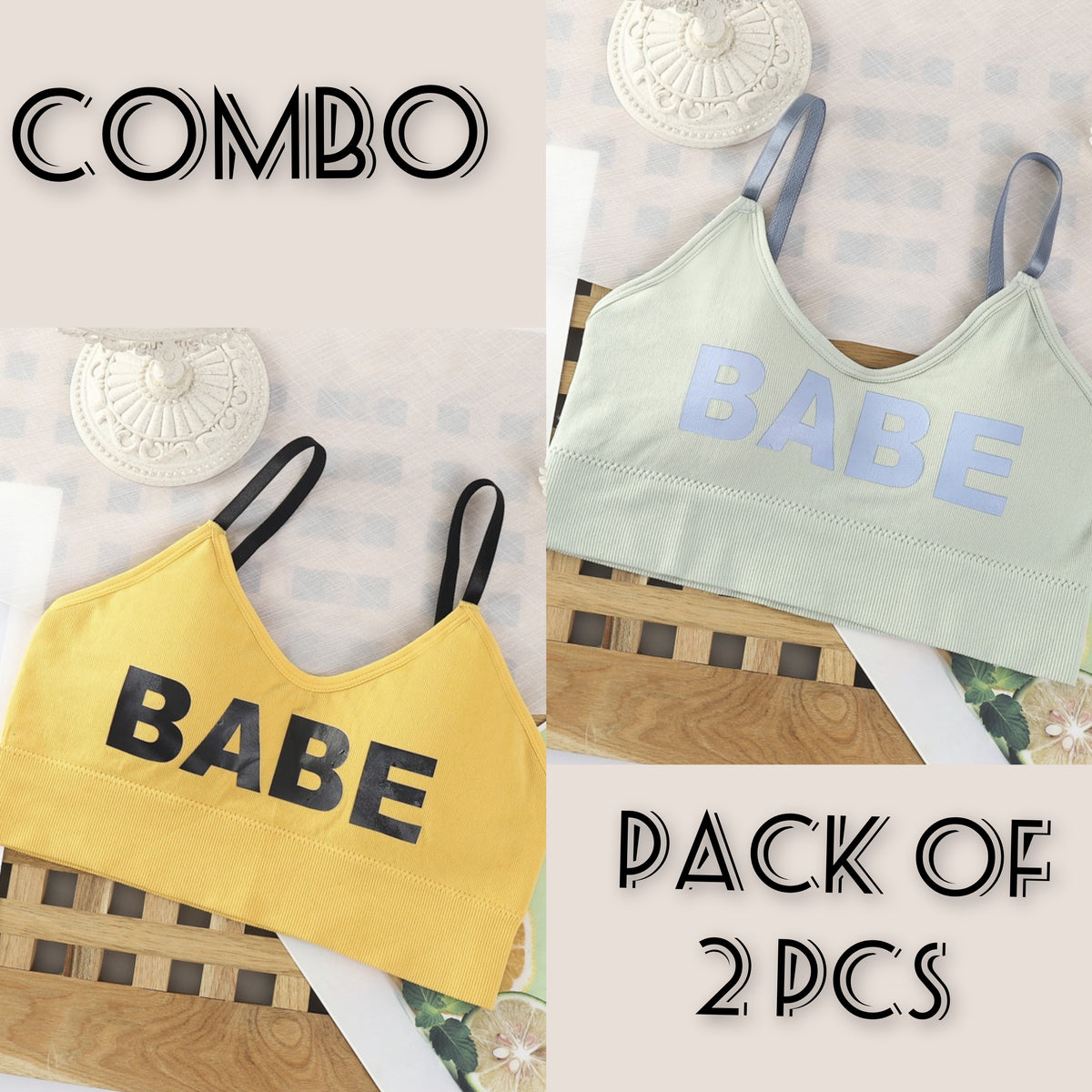 All Day Women's Padded Multicolored Sports Bra Pack Of 2.